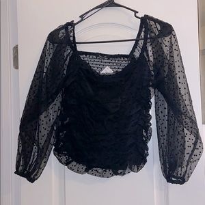 Polka dot mesh top